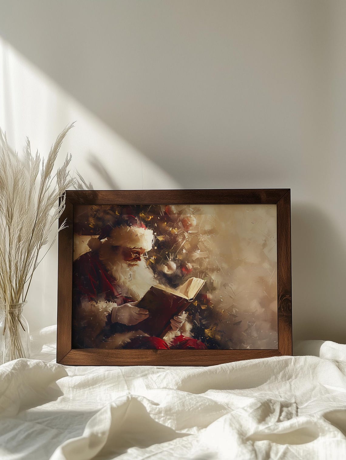 Vintage Santa Claus Reading A Book Antique Style Christmas Poster - Image 5