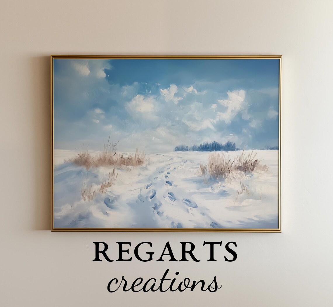 Footprints in the Snow, Winter Scene Art Print