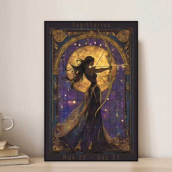 Sagittarius Zodiac Poster Print, Boho Astrology