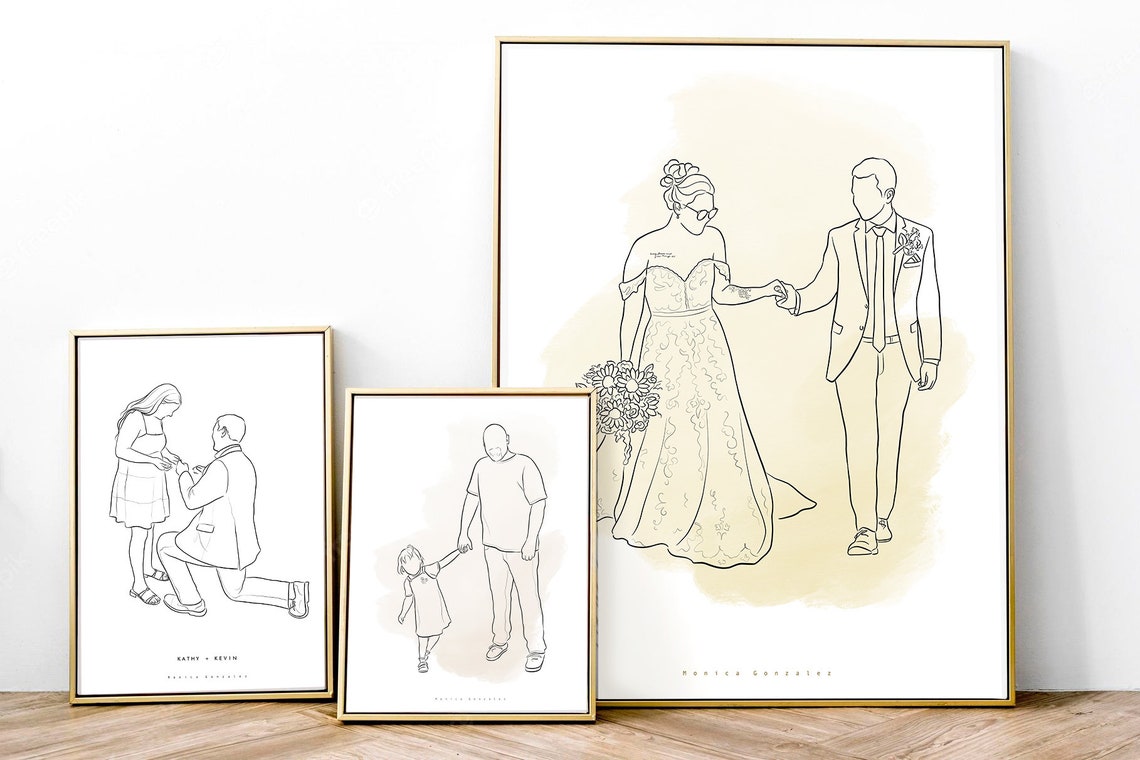 Custom Line Drawing Custom Illustration Art Line Art Custom Portrait Family Portrait Couples Portrait Personalised Gift - Image 9
