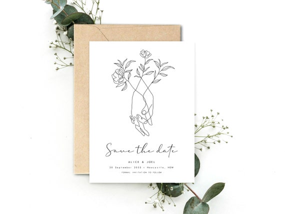 Save The Date Minimalist Wedding Line Art