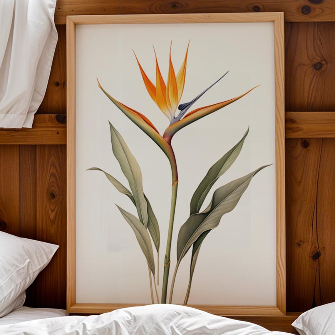 Bird Of Paradise Botanical Print Tropical Flower Wall Art Minimalist Plant Illustration For Boho Homes Decor