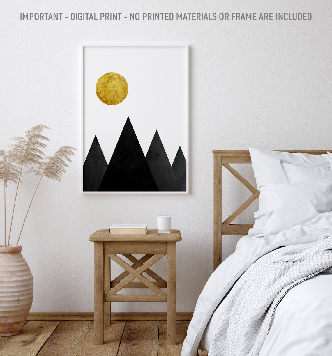 Mountains Wall Art Scandinavian Decor Minimalist Black And Gold Wall Art Abstract Mountains Poster Instant - Image 2