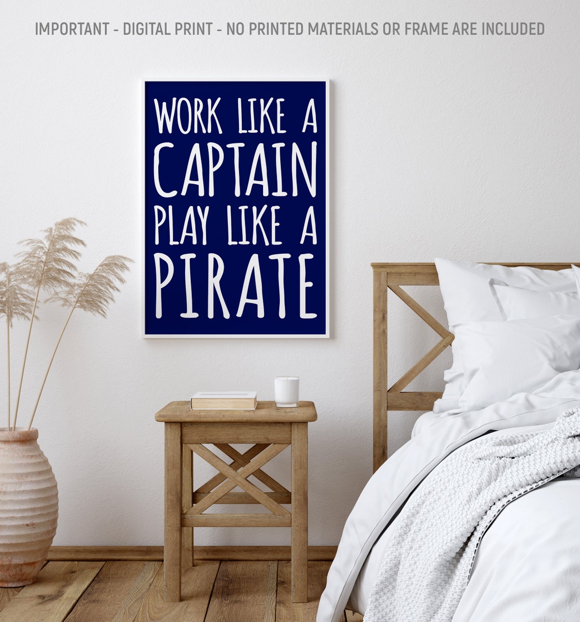 Work Like A Captain Play Like A Pirate Wall Art Kids Wall Decor Kids Gift Nautical Decor Boys Room Decor Navy Blue - Image 2