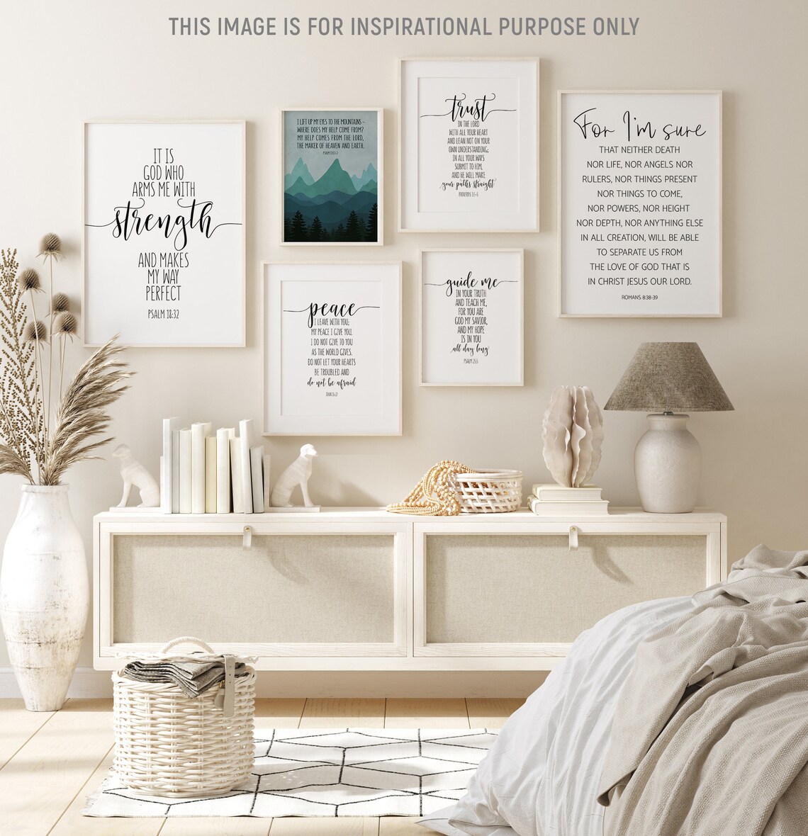 It Is God Who Arms Me With Strength Psalm 18:32 Calligraphy Poster - Image 2