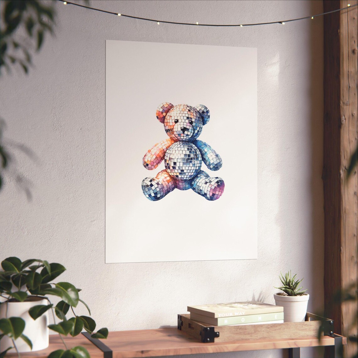 Disco Teddy Bear Baby Art Print, Groovy Y2K Decor