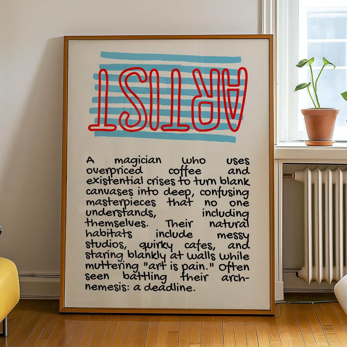 Funny Artist Definition Print Quirky Wall Art Instant Poster Unique Creative Gift Idea For Home Or Studio Decor - Image 2