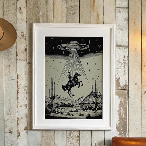 Cowboy Abducted By Ufo In Desert Night