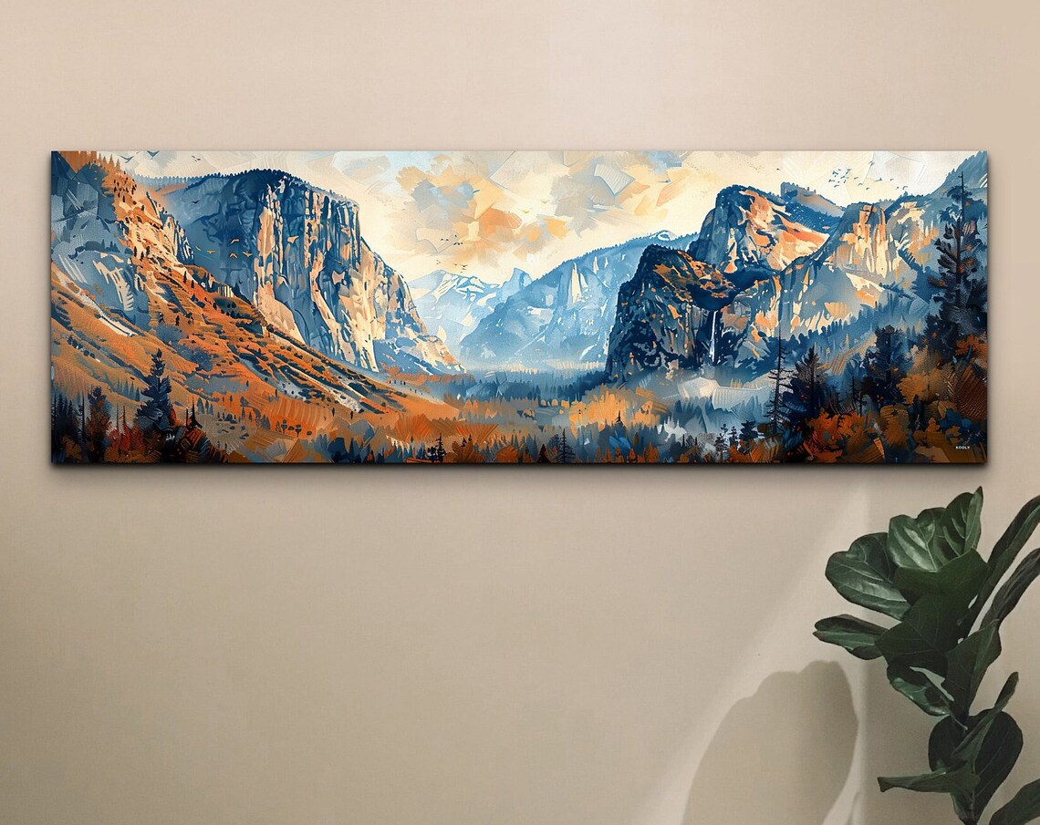 Yosemite National Park Mid-Century Modern Art Print