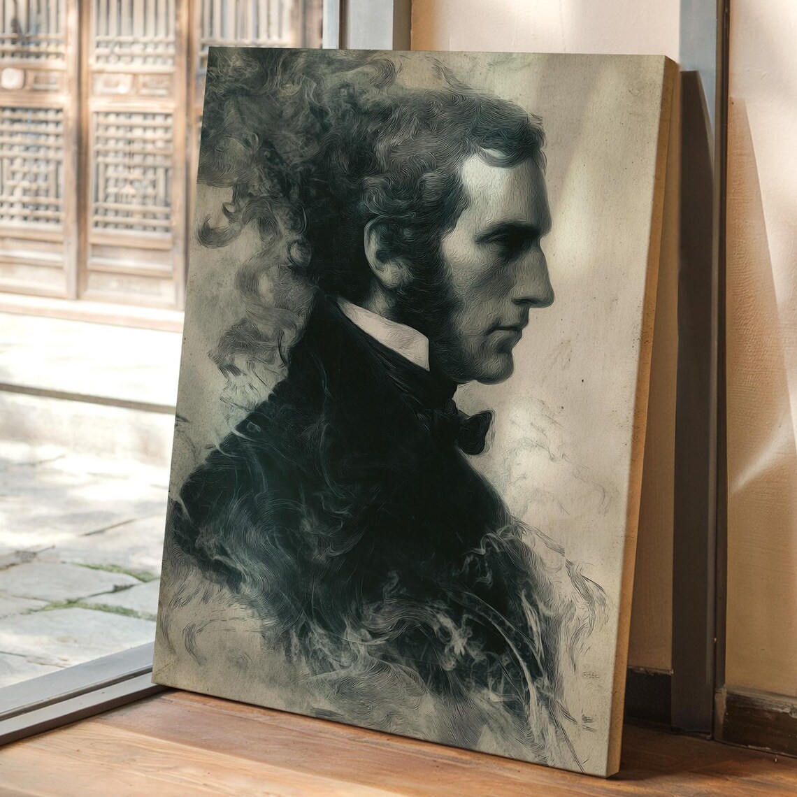 Victorian Gentleman Smoky Silhouette Portrait Moody Art Poster