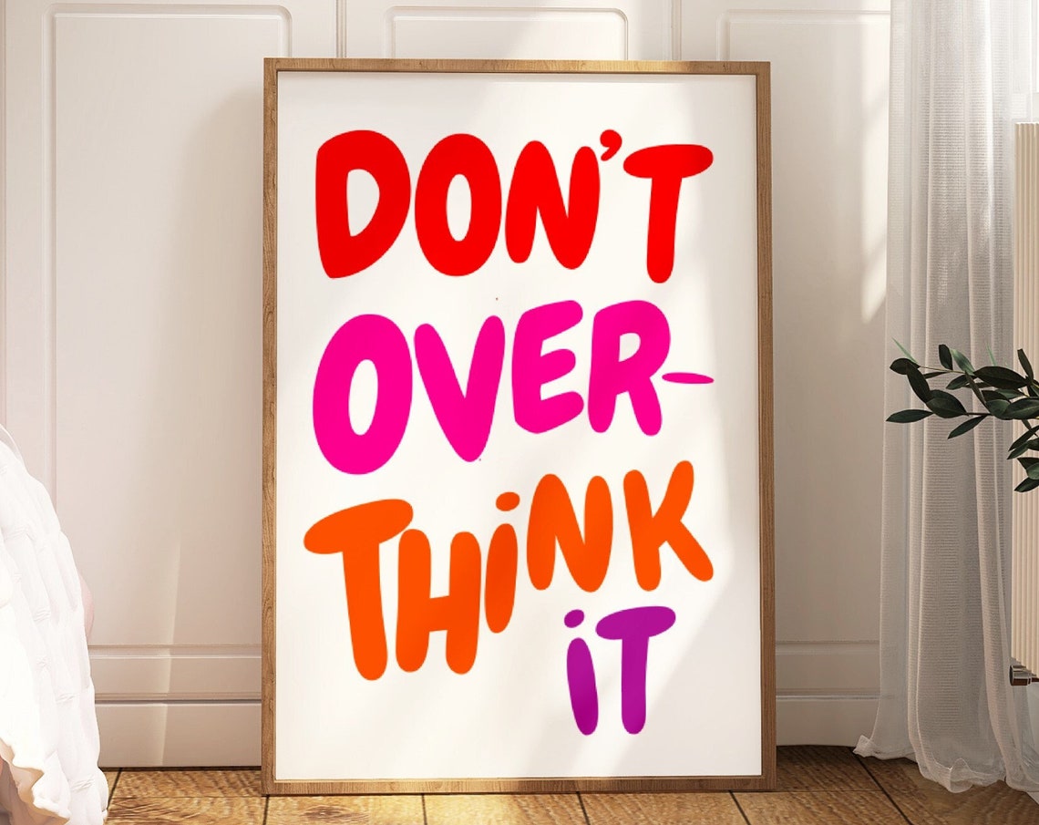 Don't Overthink It Rainbow Bubble Letter Colorful Dorm Poster - Image 4