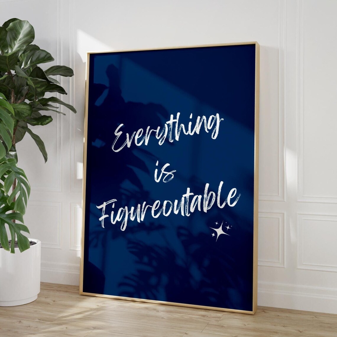 Everything Is Figureoutable Quote Art Print, Navy Office - Image 3