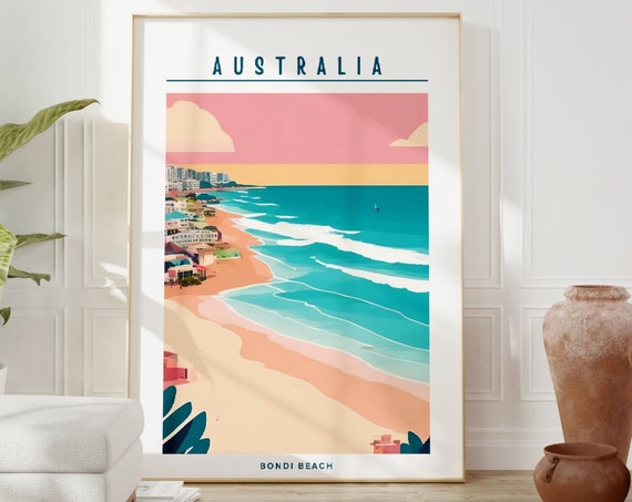 Bondi Beach Maximalist Travel Poster, Australia