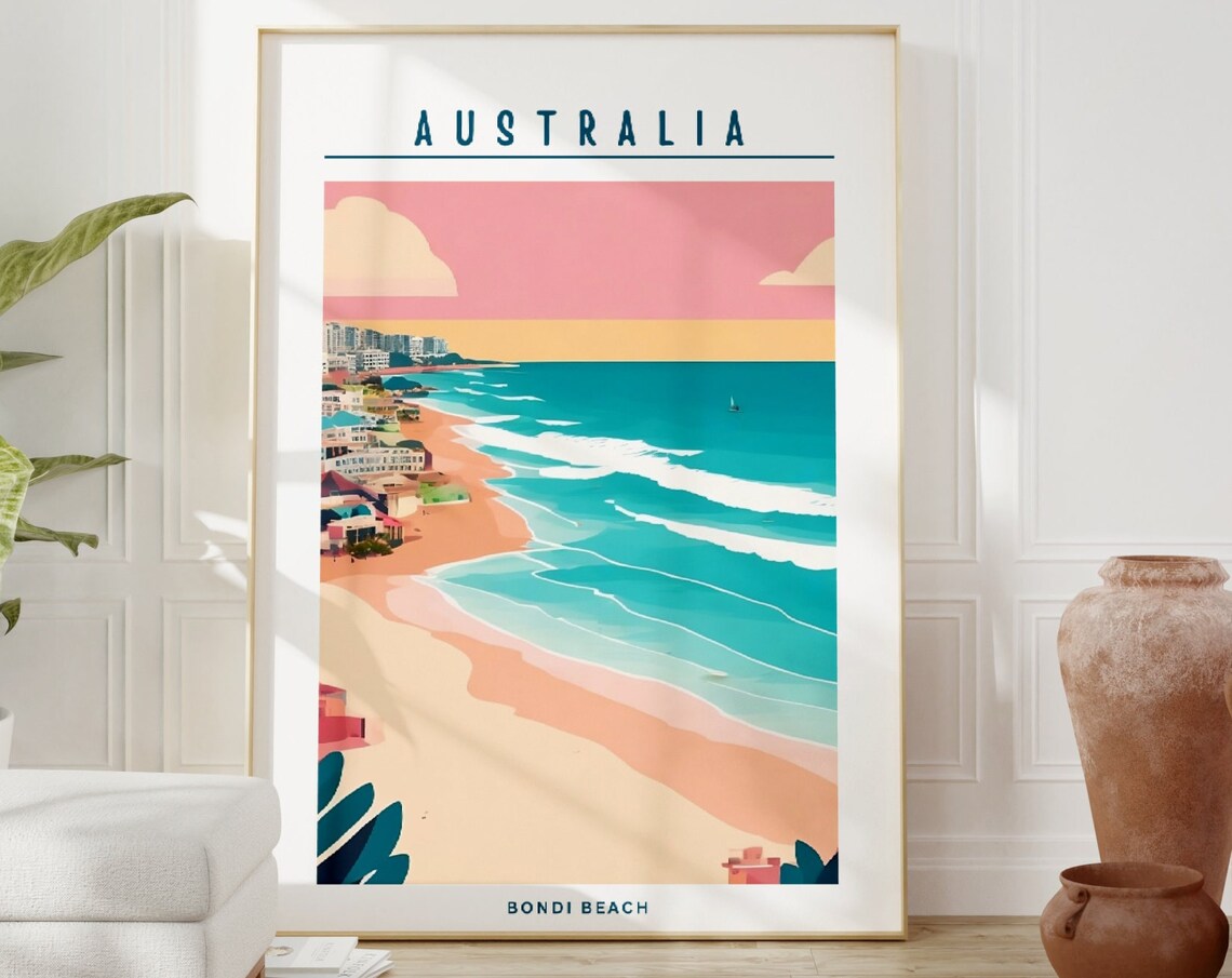 Bondi Beach Maximalist Travel Poster, Australia