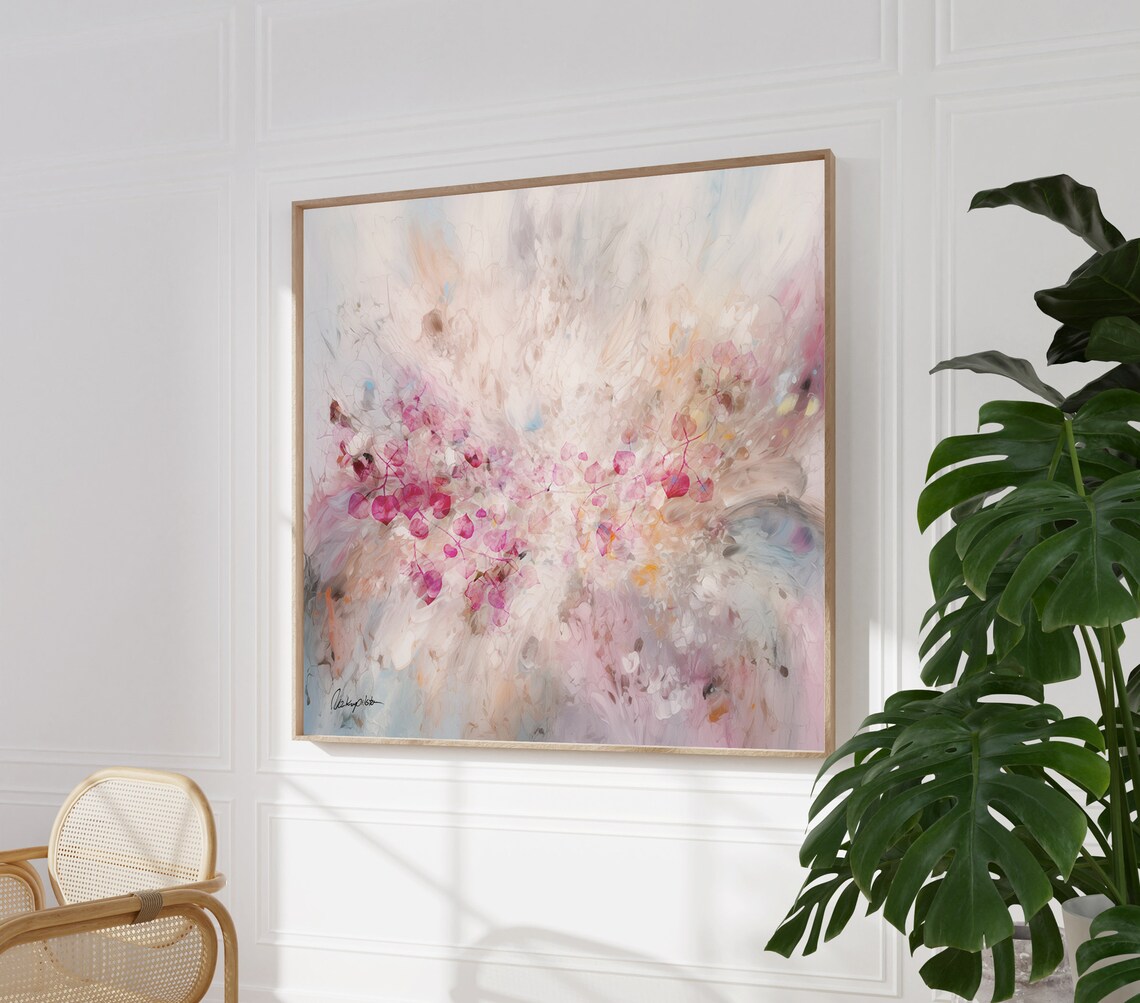 Pink Botanical Abstract Art Print, Minimalist Modern - Image 2
