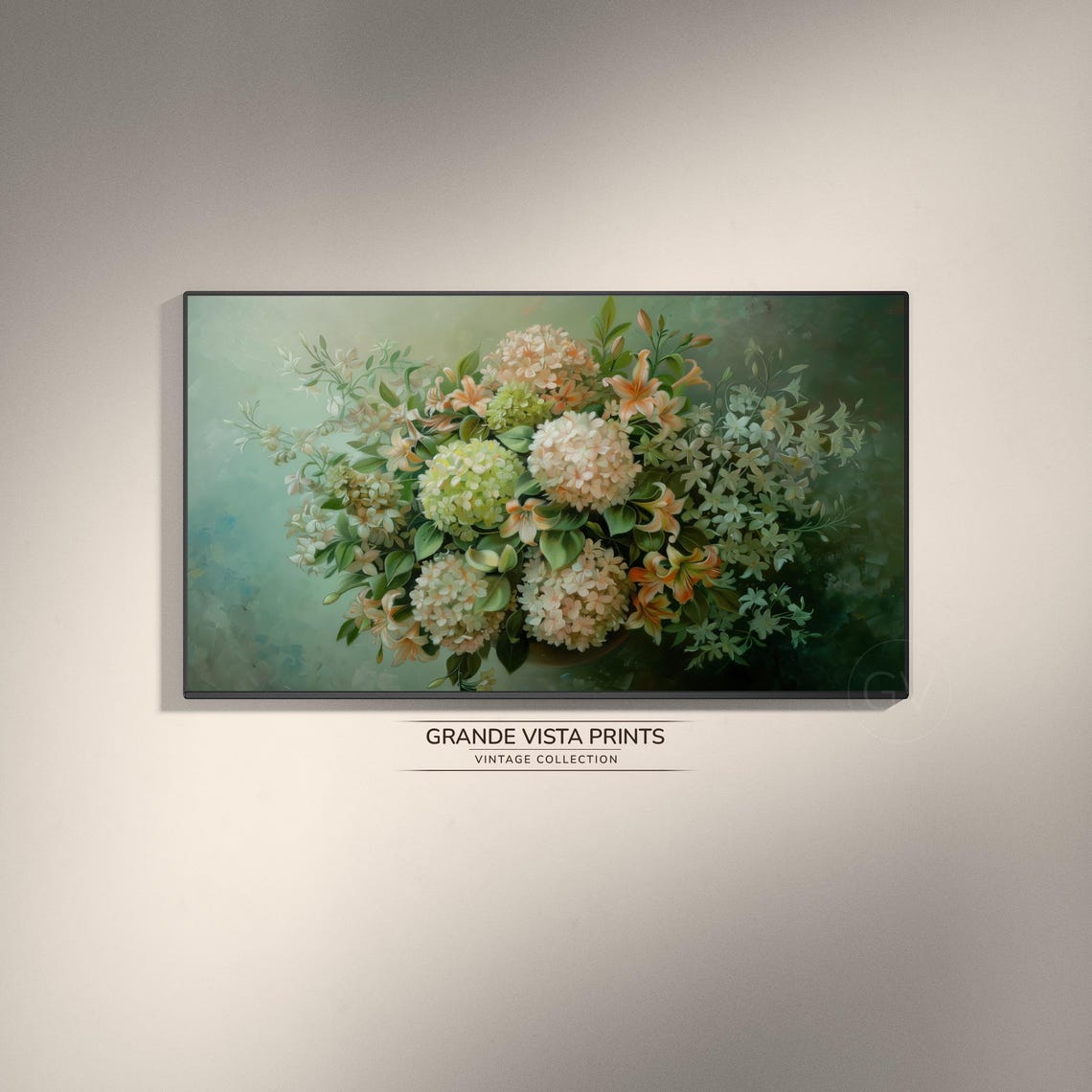 Green Flower Painting Frame Tv Art Green Flower Still Life Green Floral Wallpaper Green Floral Artwork Floral Tv Artwork Gv4273
