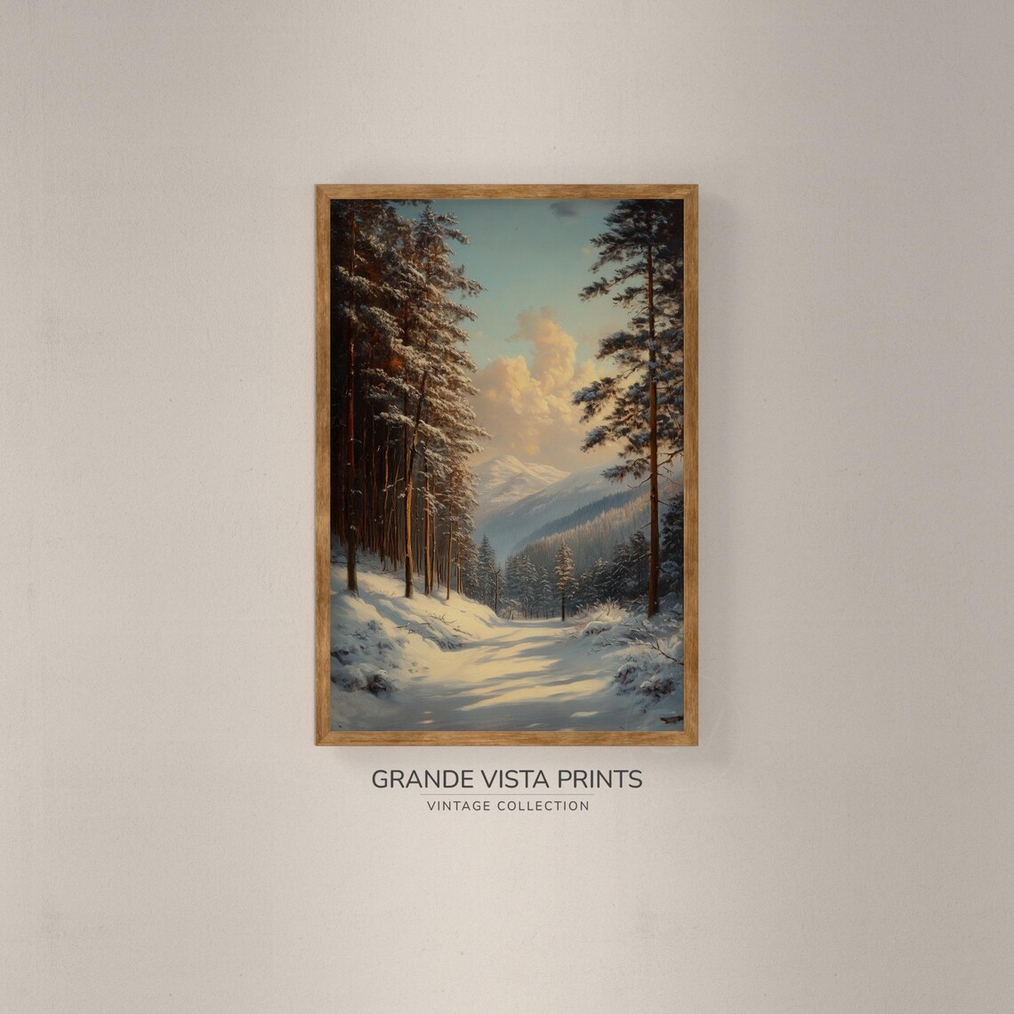 Winter Mountain Forest Wall Art Winter Mountain Forest Landscape Artwork Winter Mountain Landscape Art Print Gv4785 - Image 2