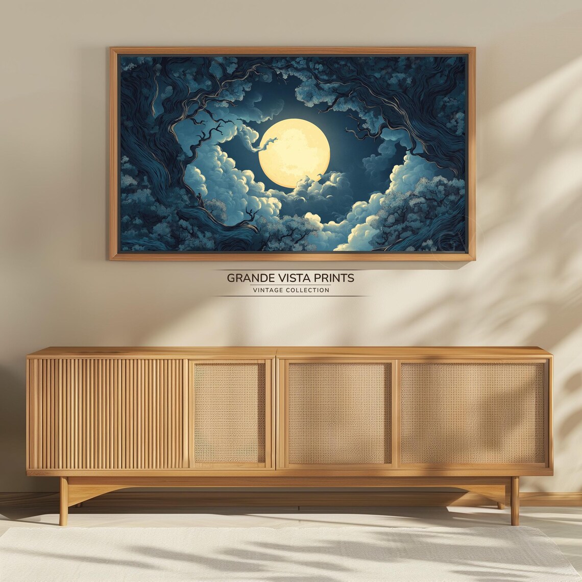 Full Moon Gnarled Trees Swirling Clouds Night Wall Art Poster - Image 4