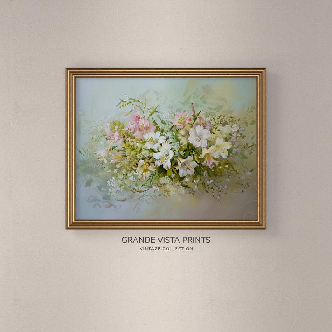 Pink White Alstroemeria Bouquet Spring Floral Still Life Poster - Image 3