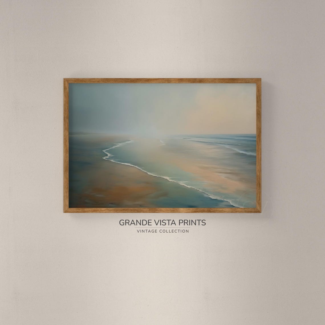 Beach Sunrise Curving Shoreline Soft Pastel Waves Peaceful Dawn Poster - Image 2