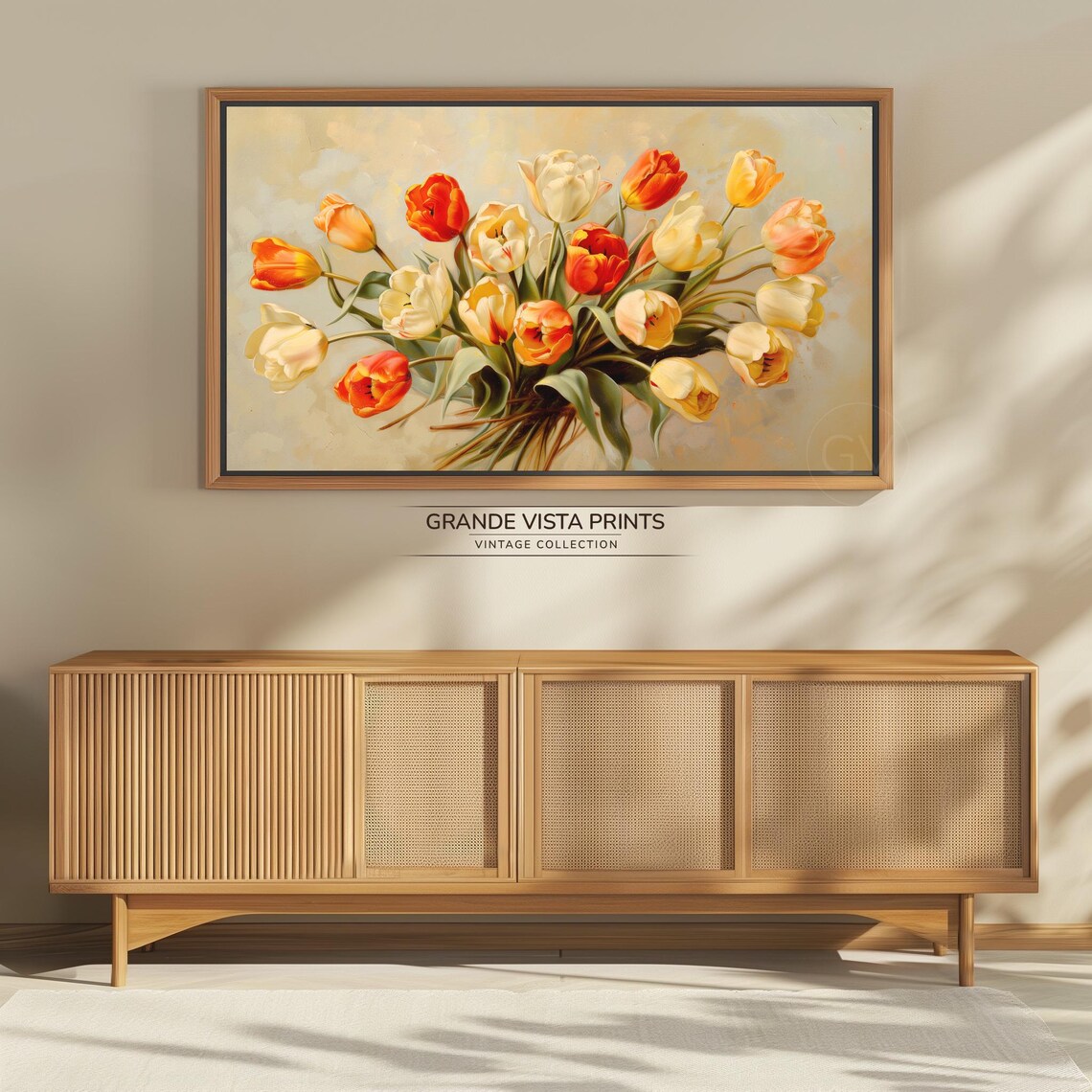 Orange Yellow Tulip Bouquet Vintage Spring Floral Still Life Art Print - Image 4