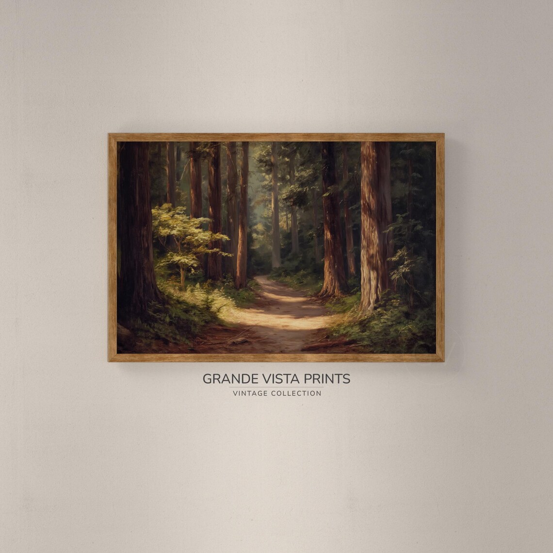Redwood Forest Path Landscape Painting Forest Path Wall Art Forest Trees Artwork Gv4377 - Image 2