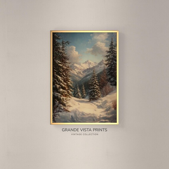 Winter Mountain Trail Artwork Winter Mountain Forest Landscape Painting Winter Forest Painting Gv4774