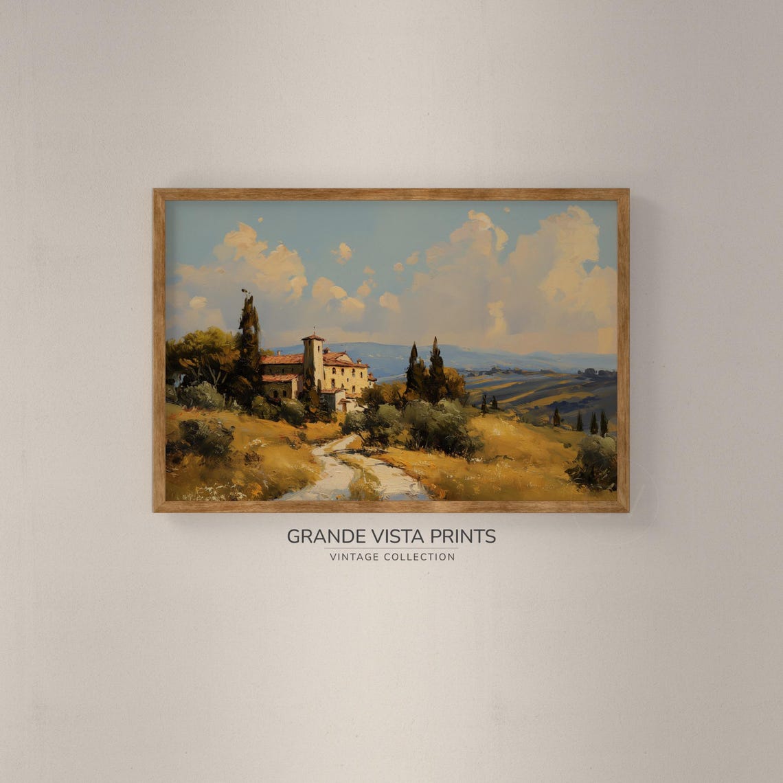 Tuscan Villa Hill Cypress Golden Fields Italian Countryside Poster - Image 2