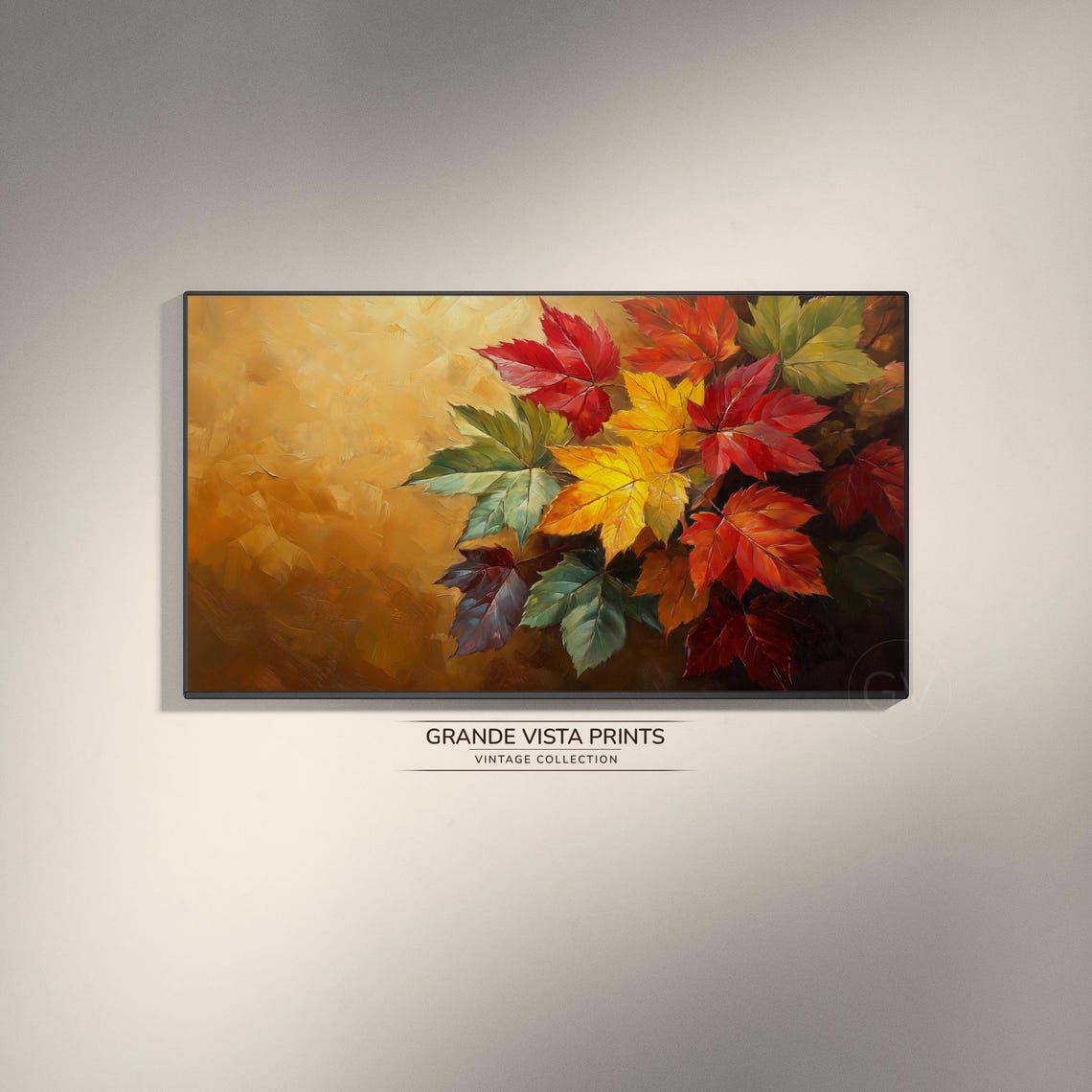 Autumn Leaf Branch Golden Bouquet Warm Fall Foliage Painting Poster