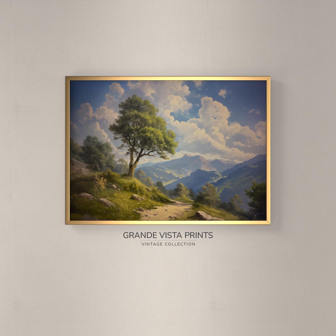 Spring Hill Lone Tree Blue Mountain Valley Winding Trail Travel Poster