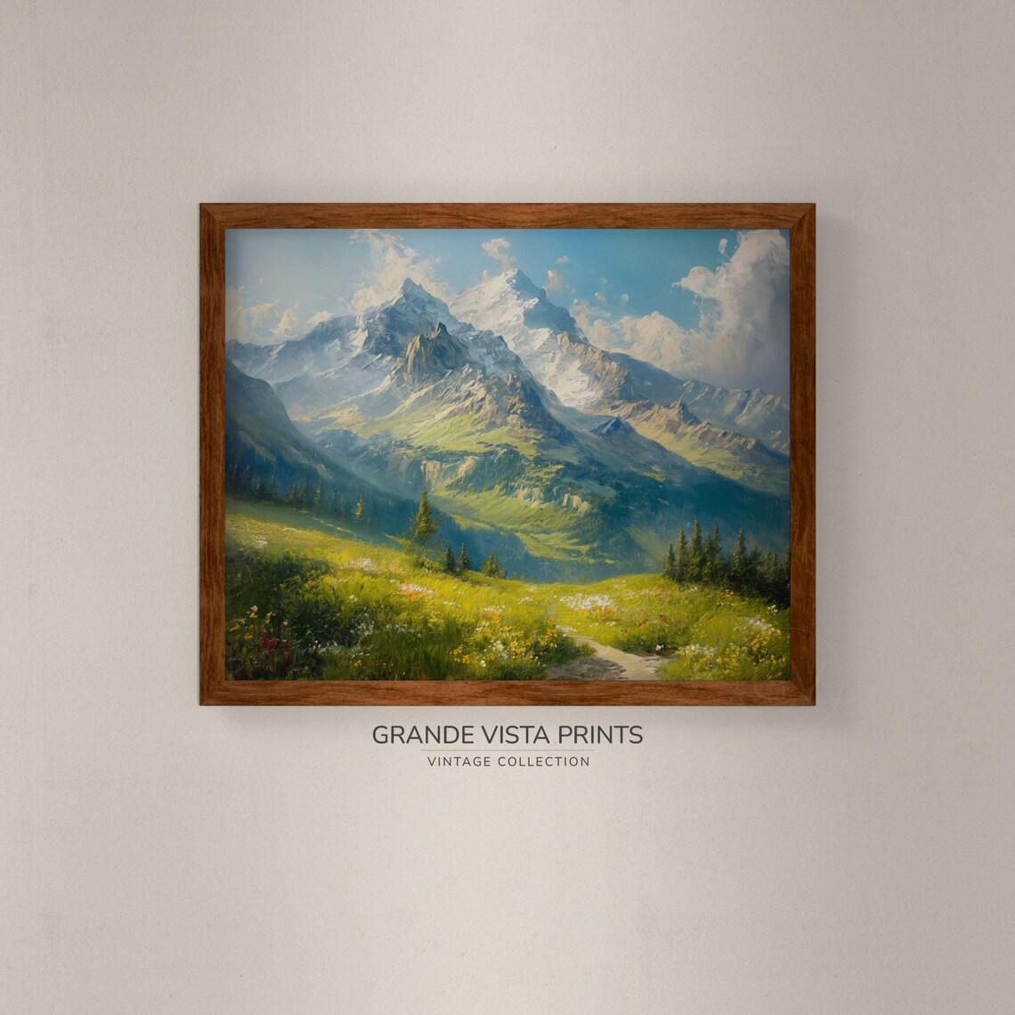 Spring Mountain Landscape Painting, Landscape Art Print - Image 4