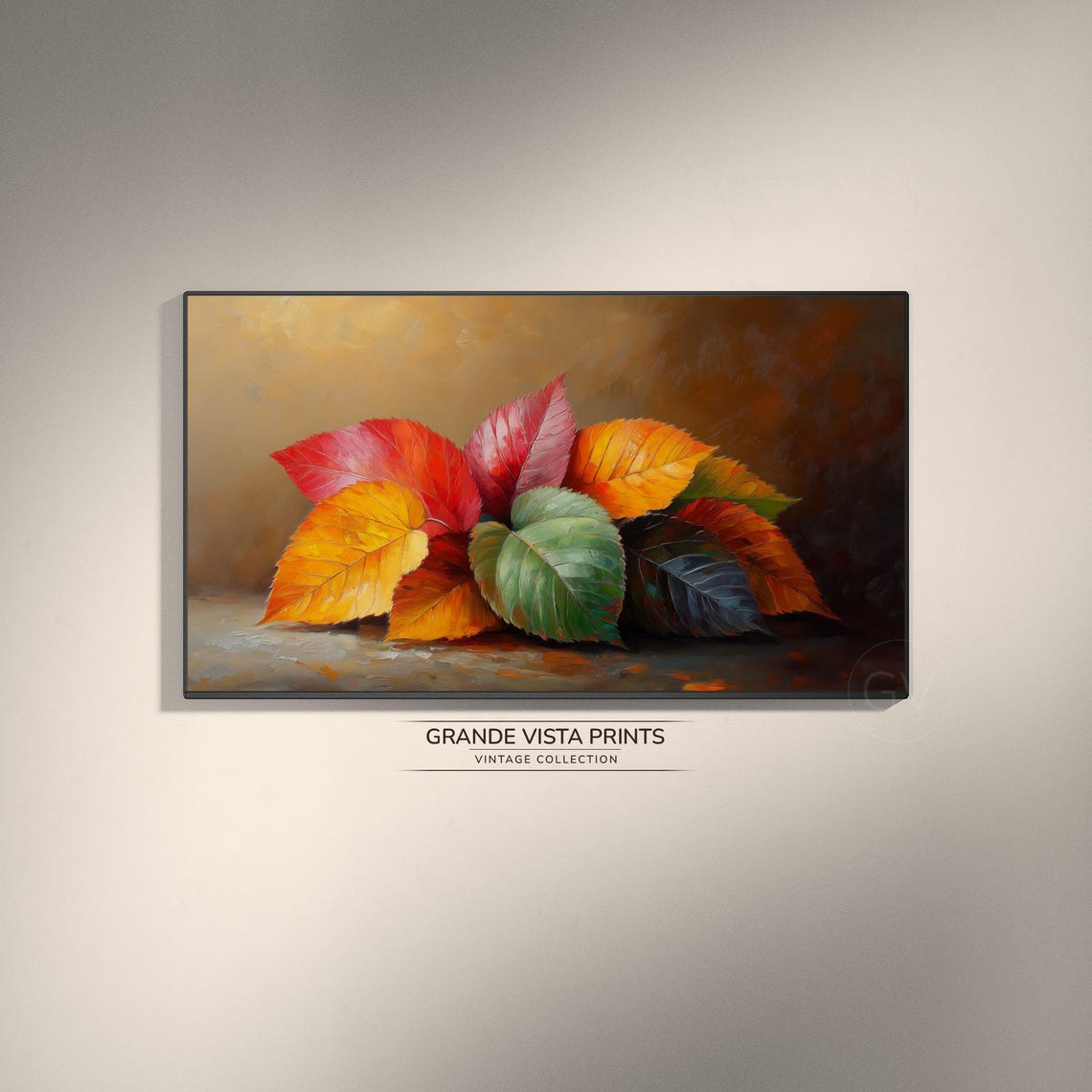 Autumn Leaves Still Life Colorful Red Orange Bouquet Painting Poster