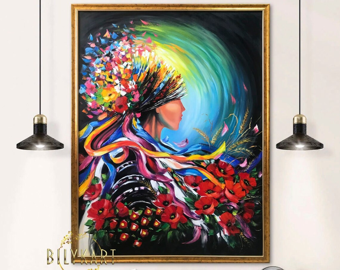 Ukrainian Girl, Modern Ukrainian Folk Art Art Print