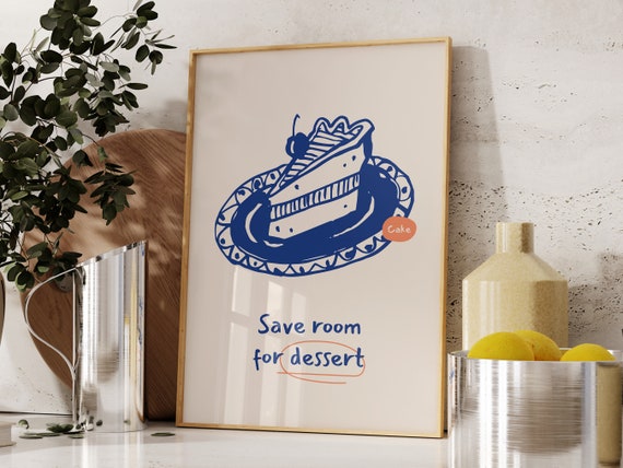 Cute Cake Quote Print Baking Wall Art Funny Kitchen Wall Decor Dessert Art Print Cherry Cake Art Print Preppy Poster