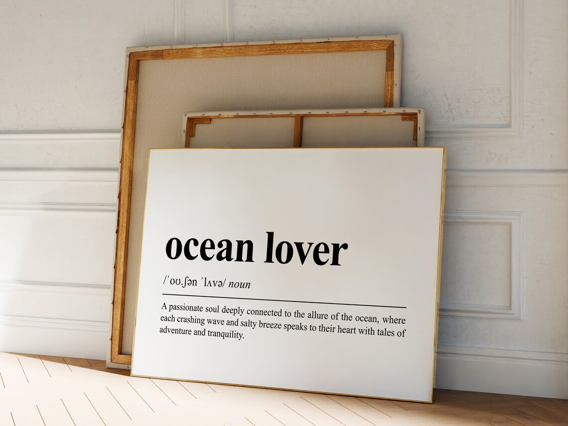 Ocean Lover Definition Coastal Quote Beach House Surf Seaside Gift Poster