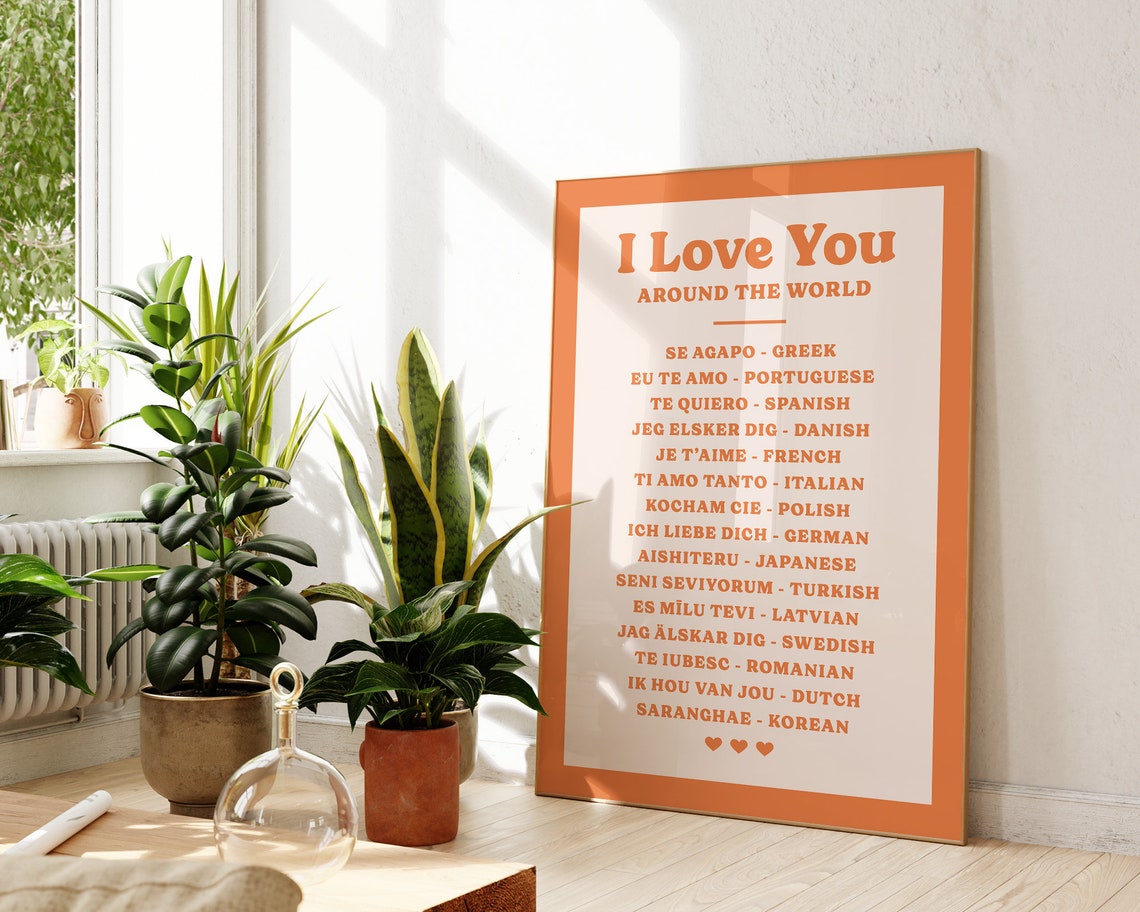 Ways To Say I Love You Wall Art Retro Love Quote Art Print I Love You In Different Languages Print I Love You Poster