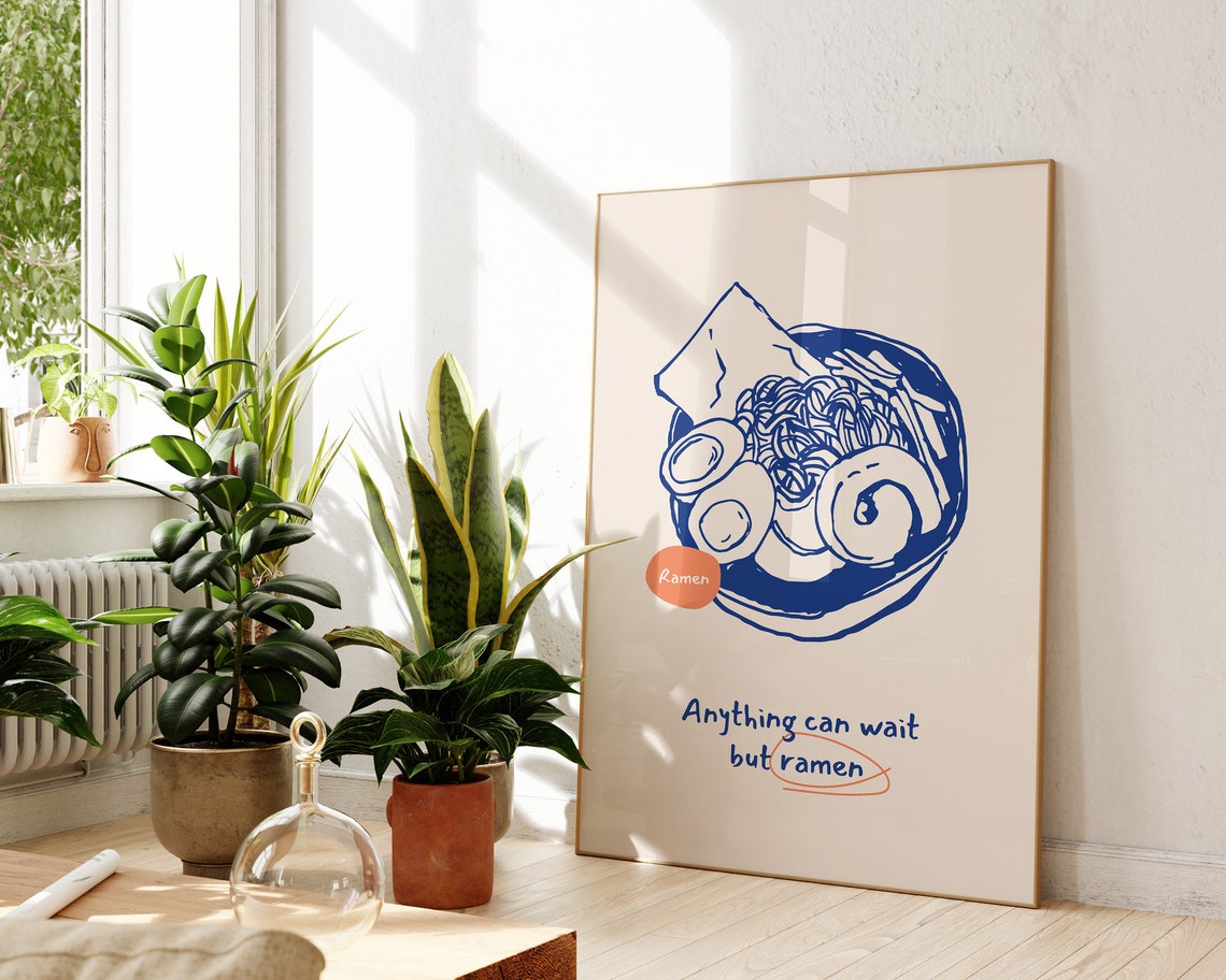 Anything Can Wait but Ramen Noodle Bowl Kitchen Quote Poster - Image 2