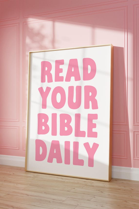Pink Christian Nursery Art Print Cute Bible Wall Girls Room Decor Girly Quote Inspirational
