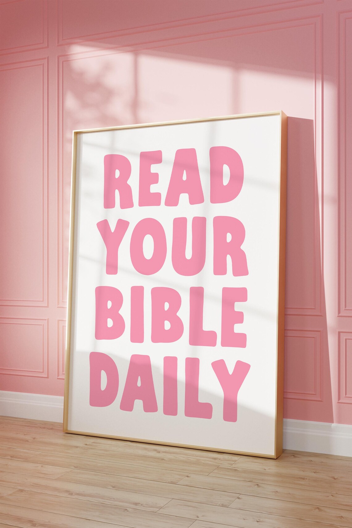 Read Your Bible Daily Pink Chunky Faith Typography Quote Poster