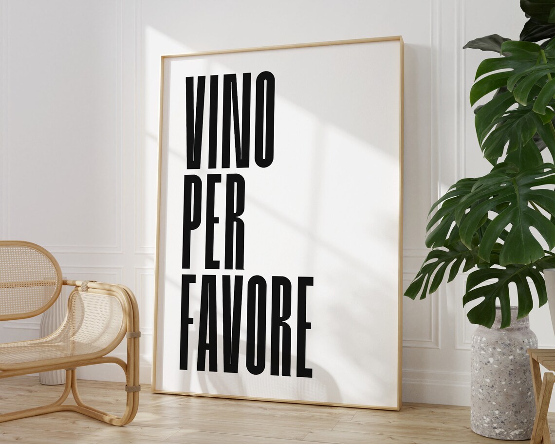 Italian Wine Quote Print Bar Cart Decor Wine Lover Print Funny Wine Quote Art Print Retro Italian Food Poster - Image 3
