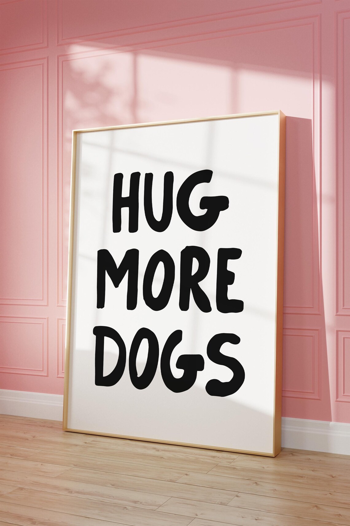 Hug More Dogs Bold Black Typography Funny Dog Lover Quote Poster - Image 2