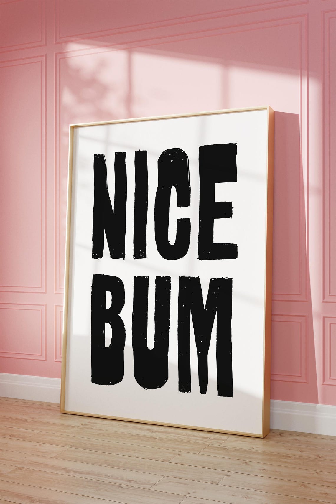 Nice Bum Bold Black Typography Funny Minimalist Bathroom Poster - Image 2
