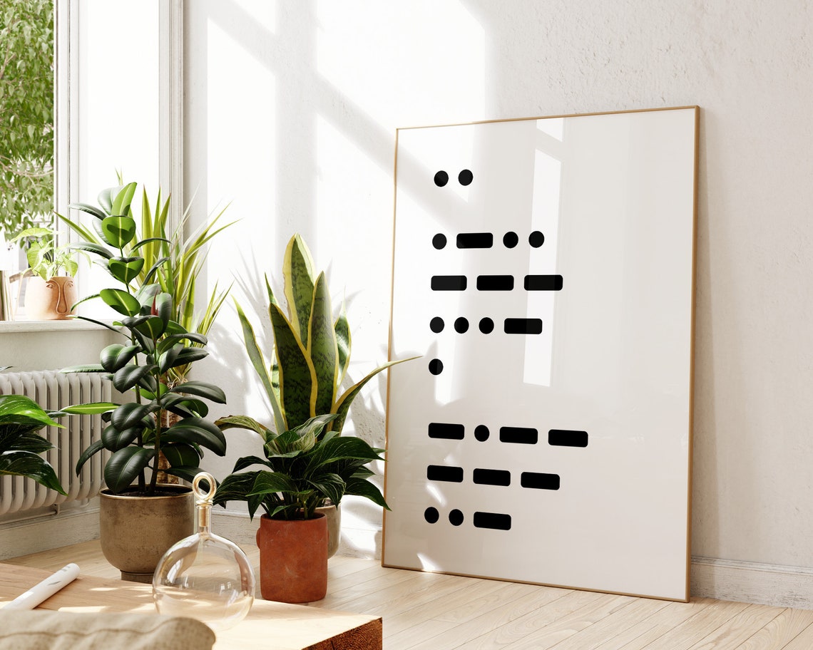 I Love You Morse Code Dots and Dashes Minimalist Romance Poster - Image 3