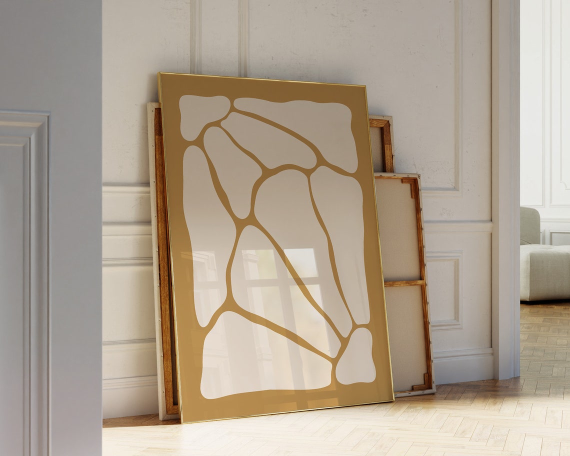 Mustard Organic Abstract Stone Pattern Neutral Minimal Art Poster