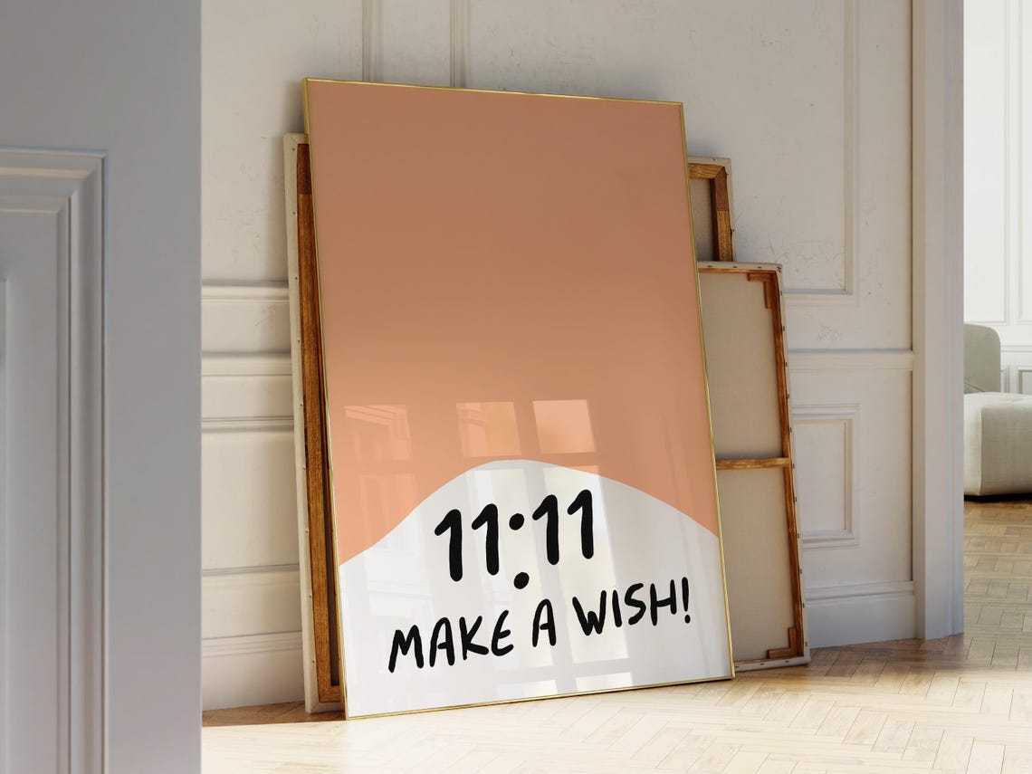 11:11 Make A Wish Peach Angel Number Manifestation Quote Poster - Image 3