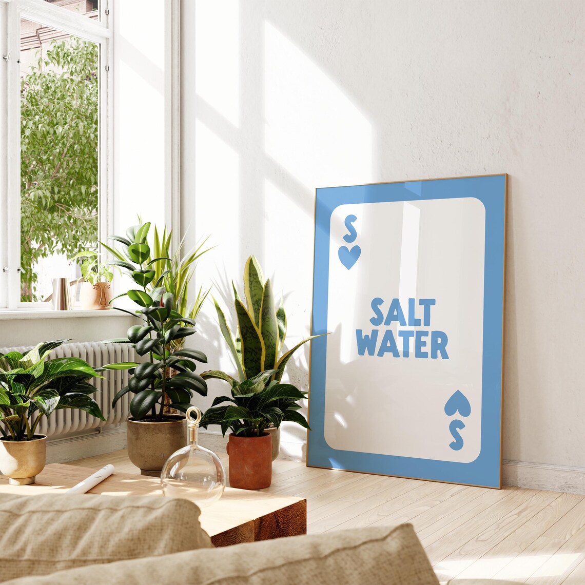 Salt Water Blue Playing Card Style Coastal Beach Decor Poster - Image 3