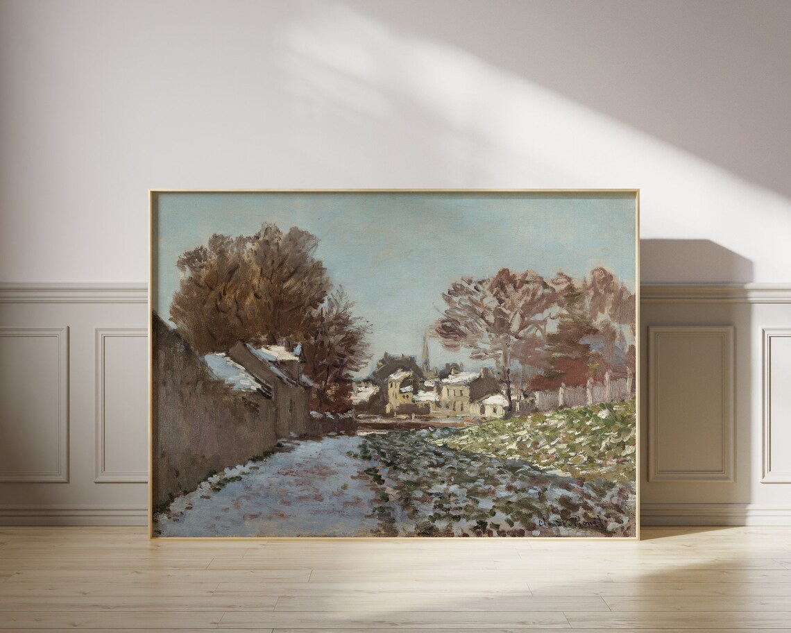 Claude Monet Winter Snowy Village Road Impressionist Art Poster - Image 3