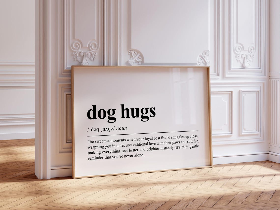 Dog Hugs Definition Cream Cute Sweet Dog Lover Gift Decor Poster - Image 2