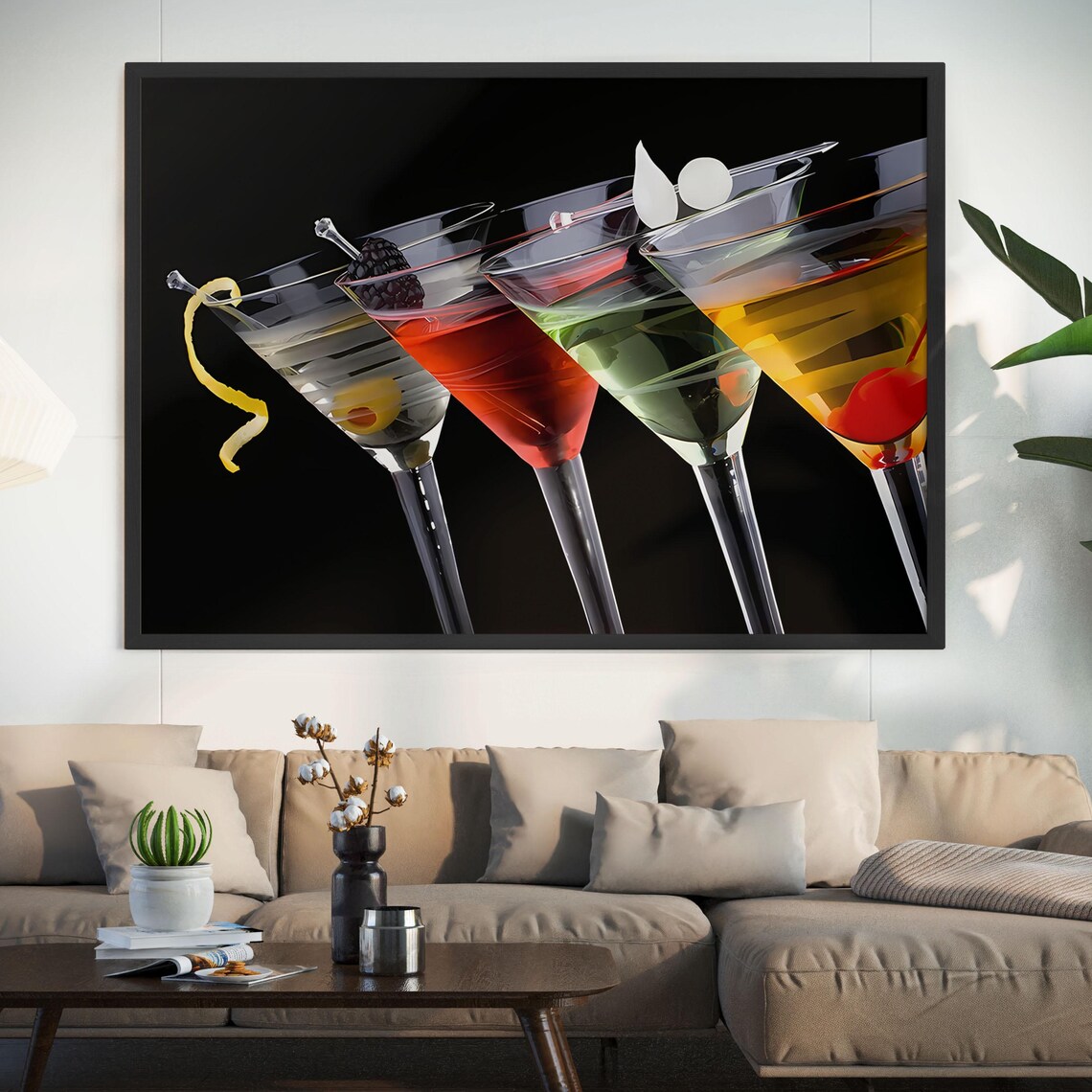 Colorful Cocktail Glasses Bar Lounge Vibrant Party Art Print