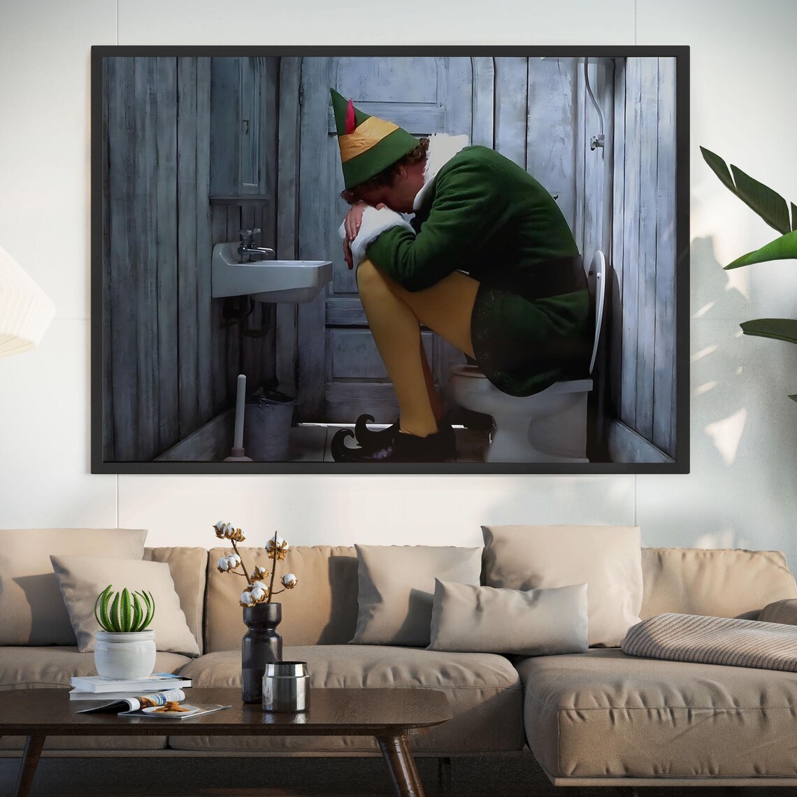 Buddy The Elf Christmas Movie Bathroom Scene Funny Poster Art